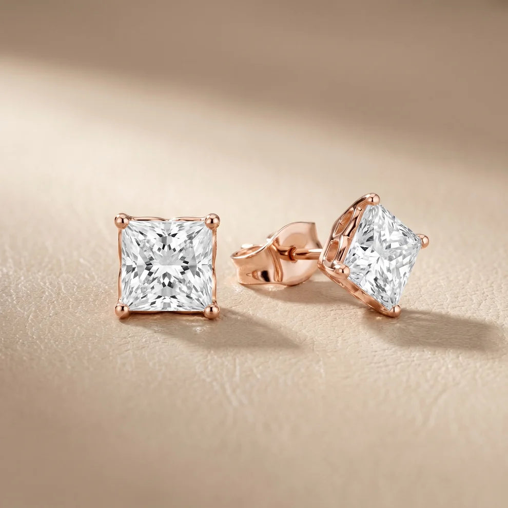 Prism Solitaire Princess Diamond Earrings