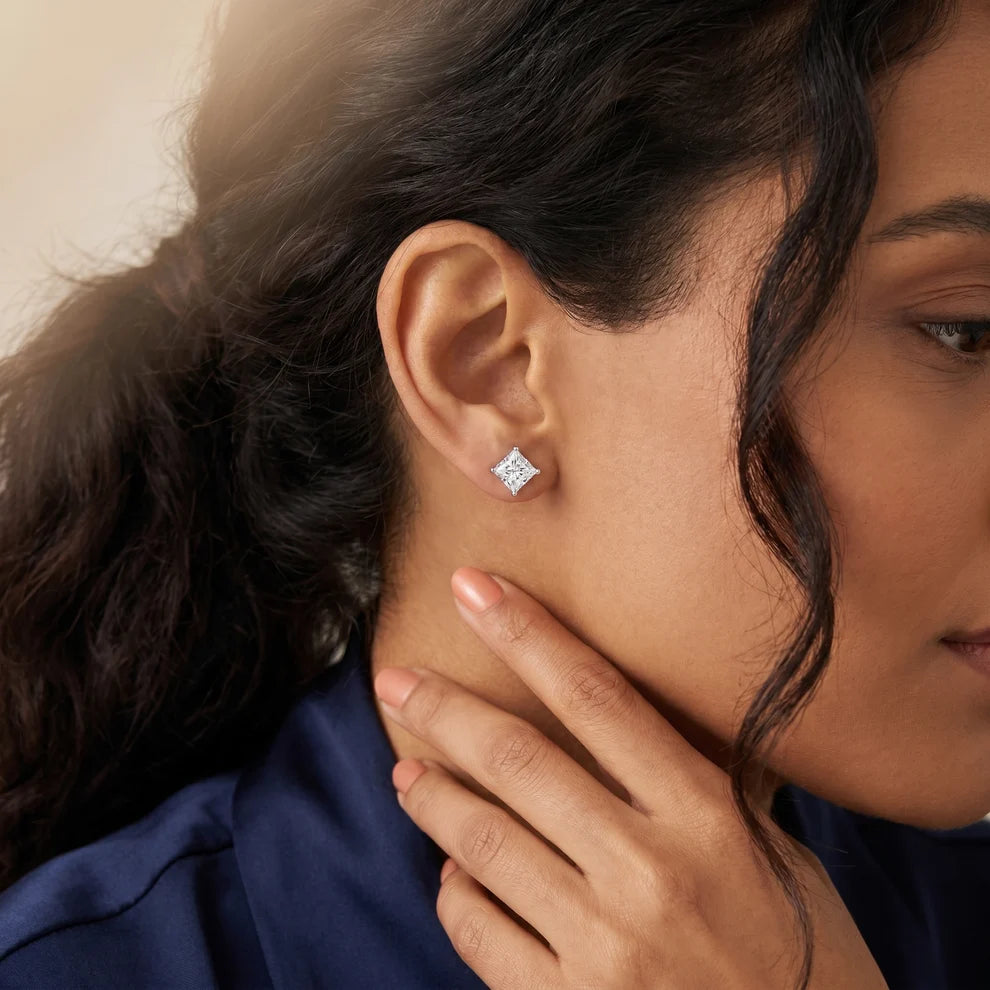 Prism Solitaire Princess Diamond Earrings