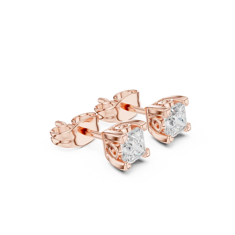Iris Floral Princess Diamond Earrings