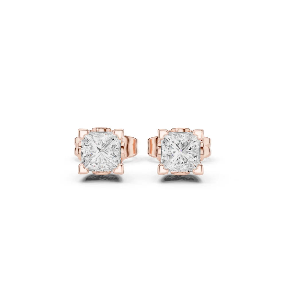 Iris Floral Princess Diamond Earrings