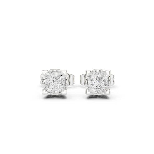 Iris Floral Princess Diamond Earrings