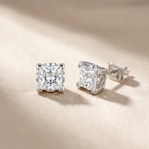 Iris Floral Princess Diamond Earrings