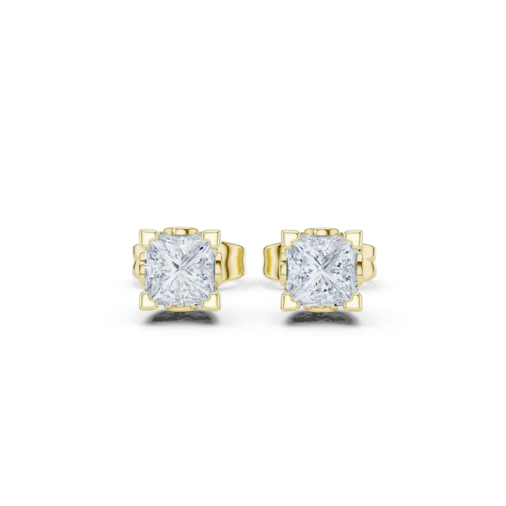 Iris Floral Princess Diamond Earrings