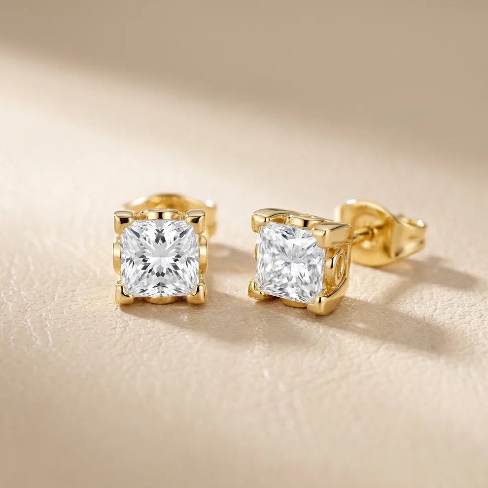 Iris Floral Princess Diamond Earrings