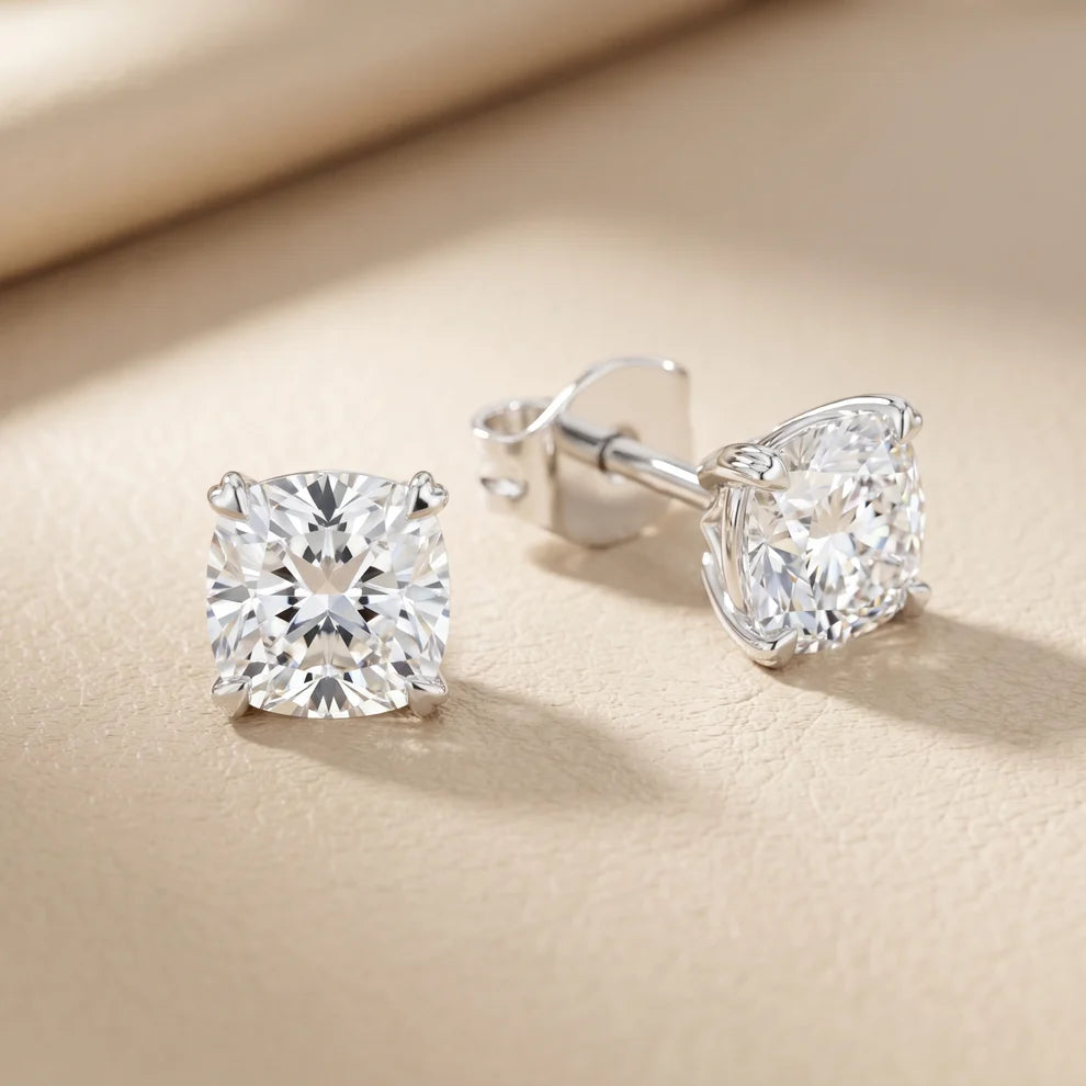 Petite Petal Cushion Diamond Earrings
