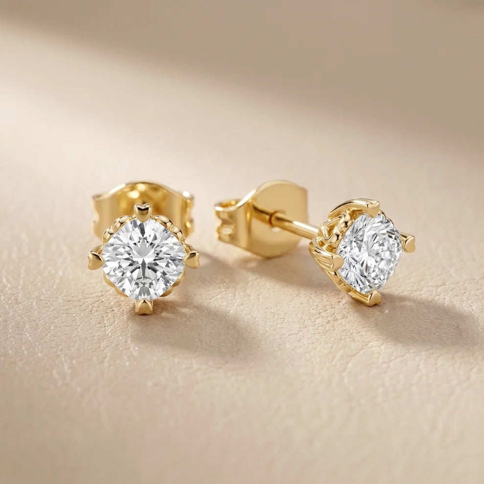 Petite Petal Cushion Diamond Earrings