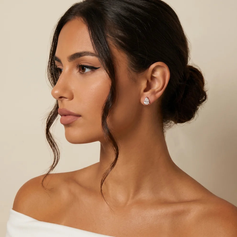 Crystal Drop Pear Diamond Earrings