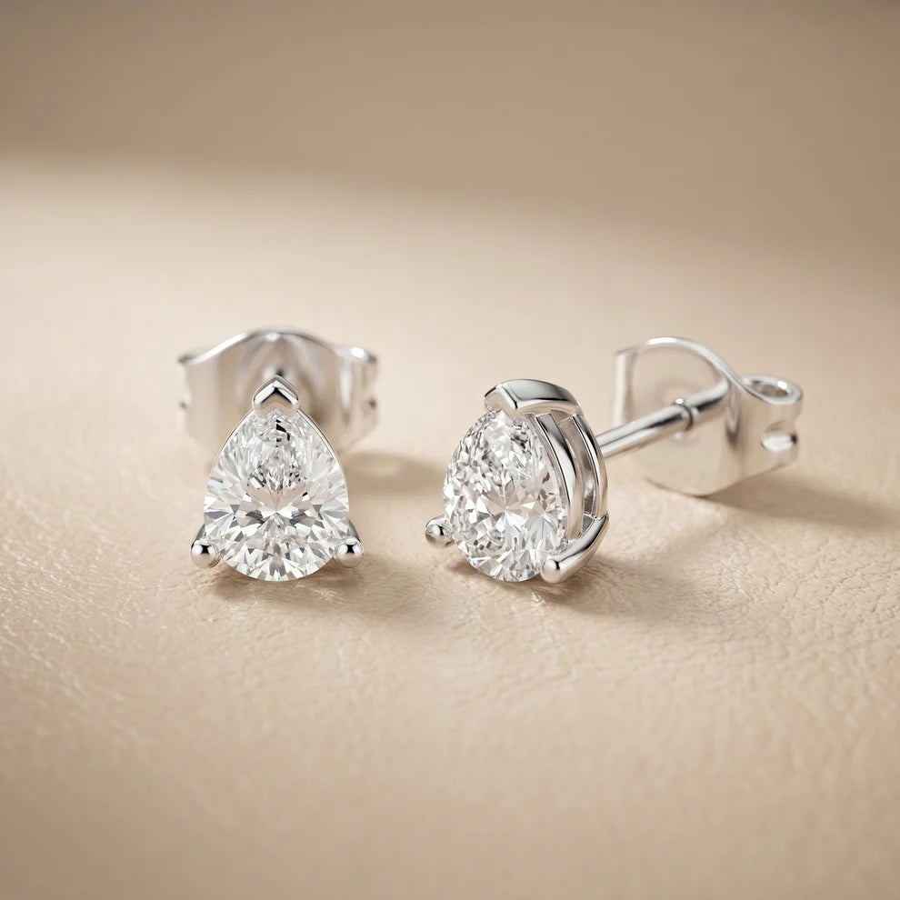 Crystal Drop Pear Diamond Earrings