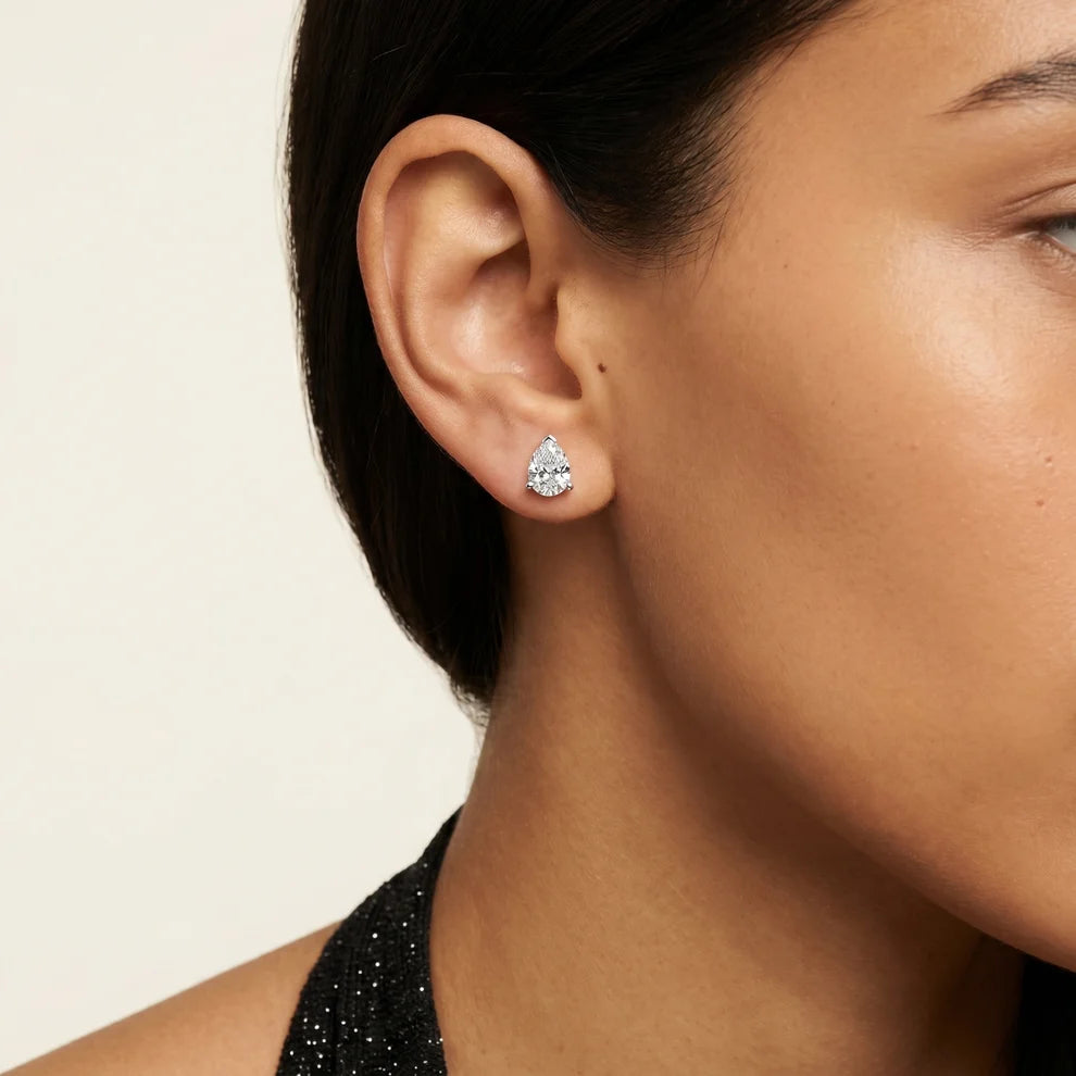 Crystal Drop Pear Diamond Earrings
