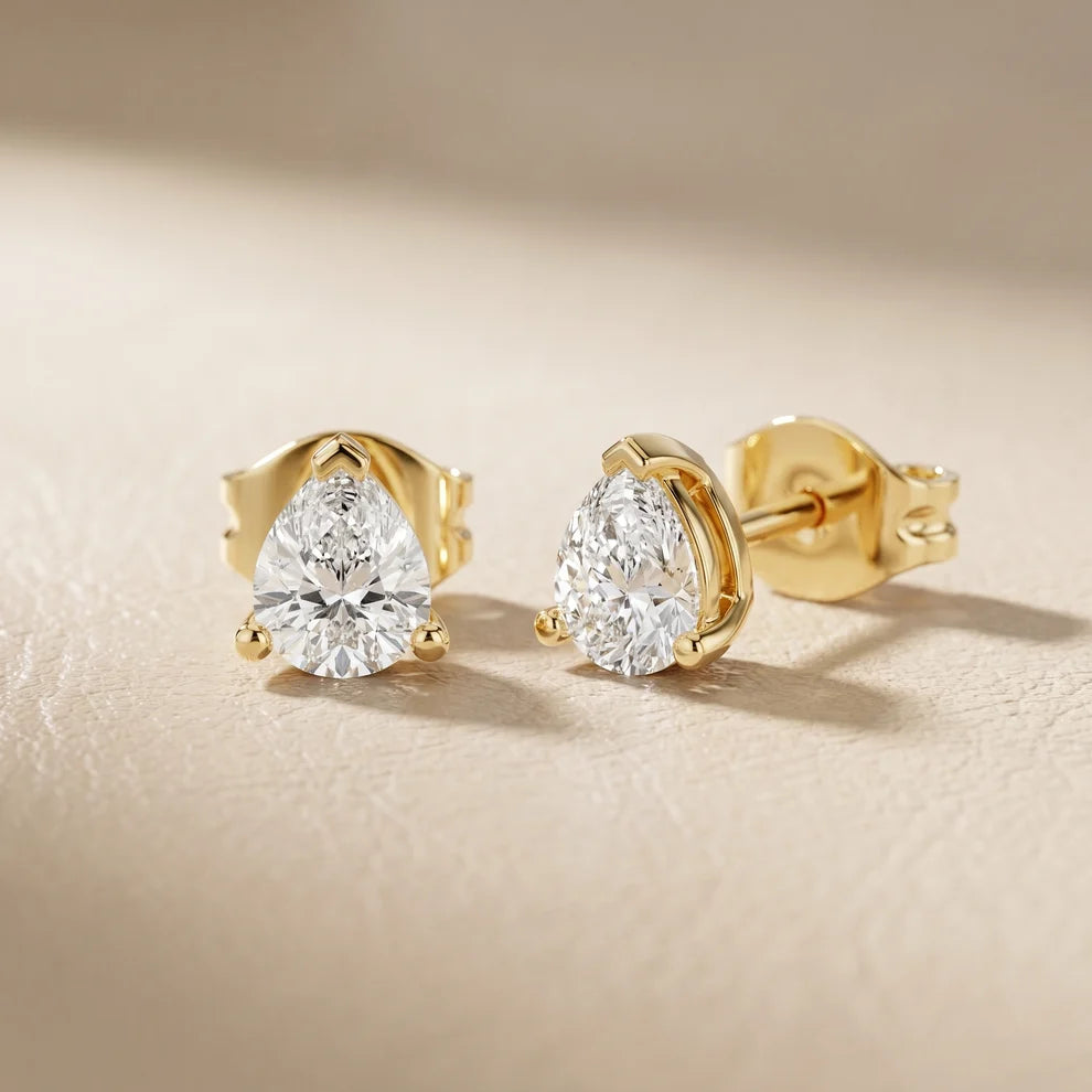 Crystal Drop Pear Diamond Earrings