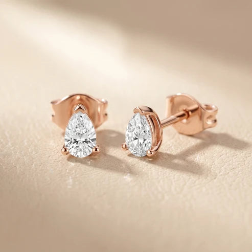 Grace Three-Prong Pear Diamond Earrings