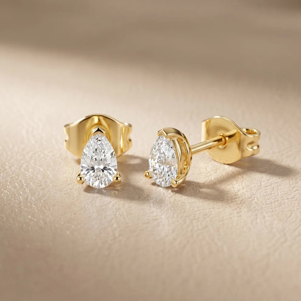 Grace Three-Prong Pear Diamond Earrings