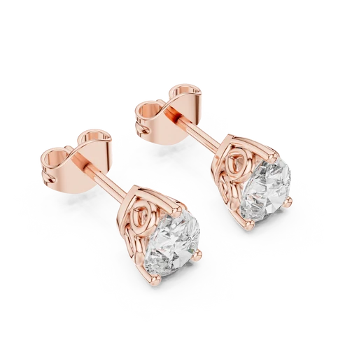 Heirloom Scroll Pear Diamond Earrings
