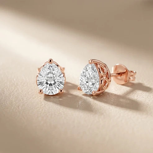 Heirloom Scroll Pear Diamond Earrings