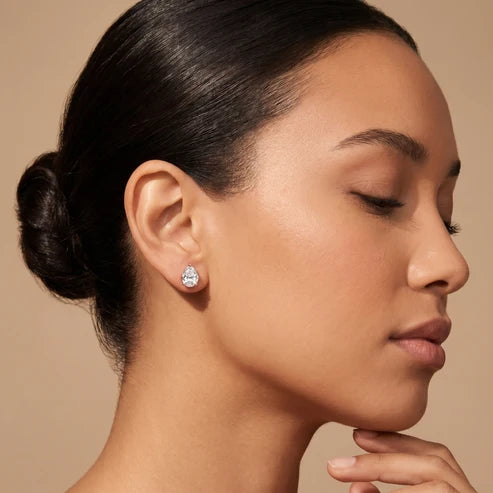 Heirloom Scroll Pear Diamond Earrings
