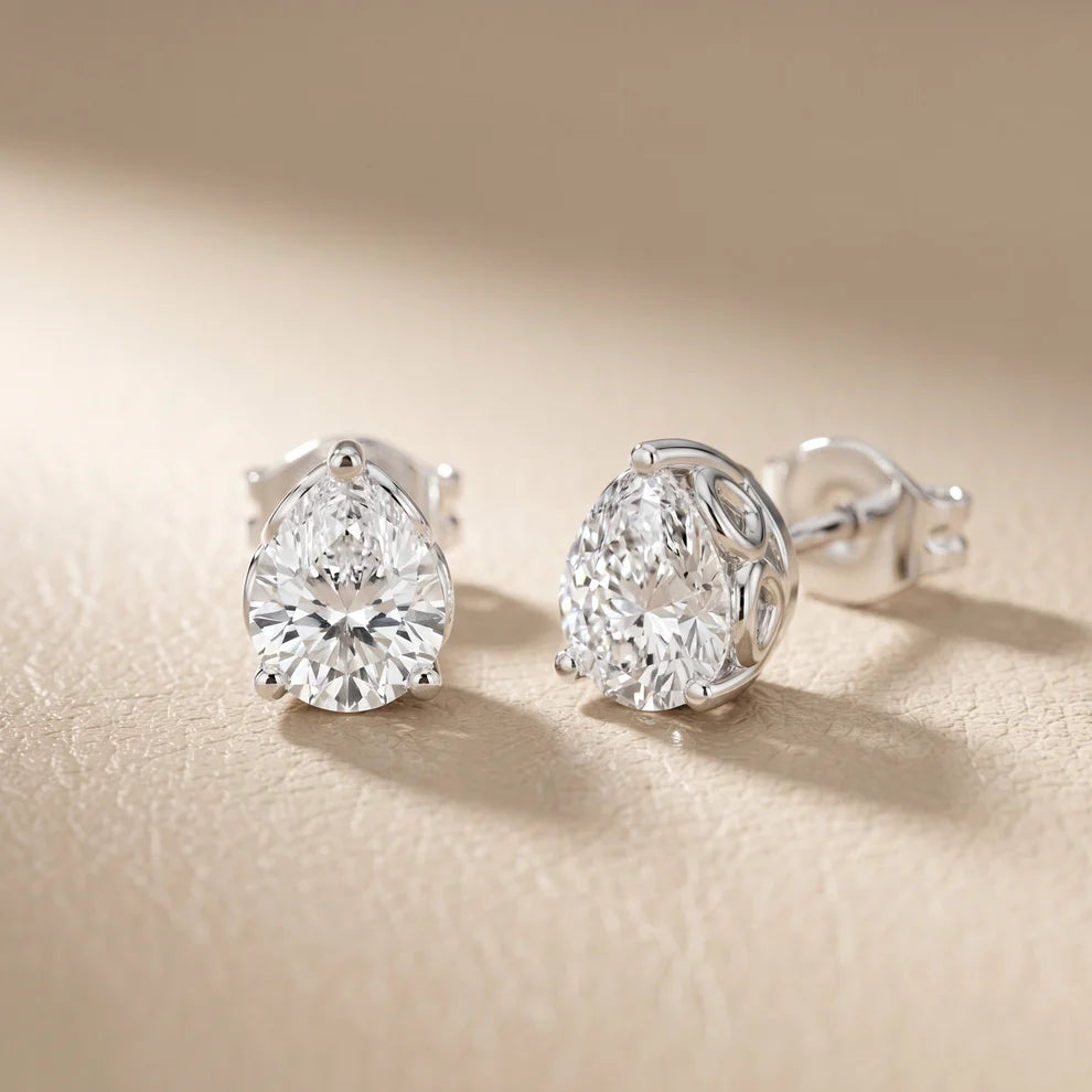 Heirloom Scroll Pear Diamond Earrings