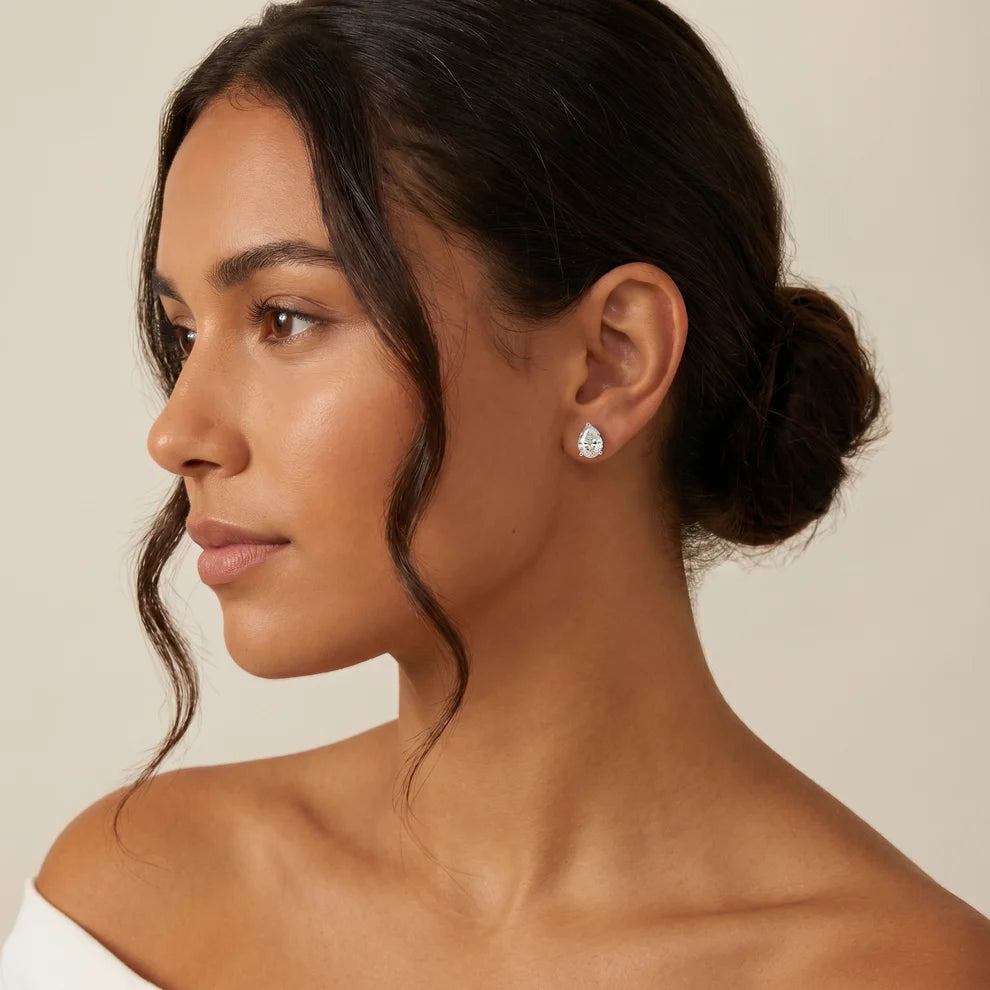Heirloom Scroll Pear Diamond Earrings