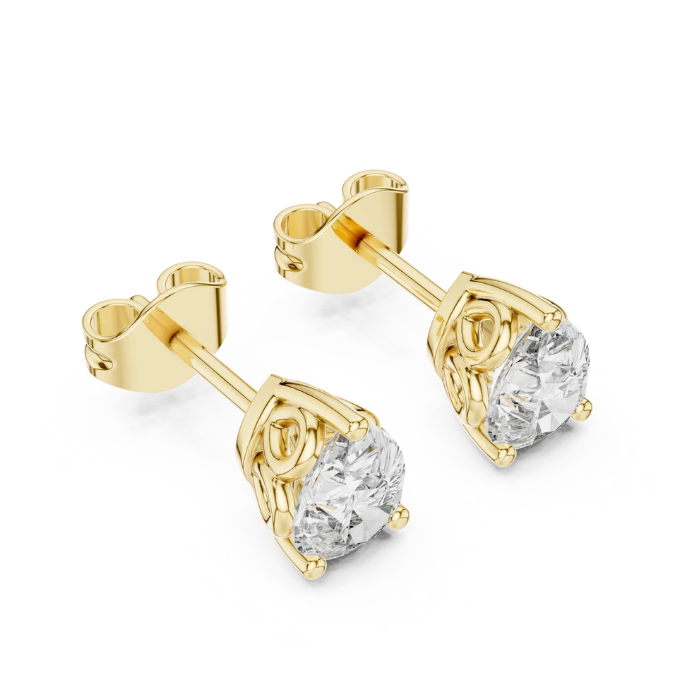Heirloom Scroll Pear Diamond Earrings