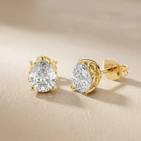Heirloom Scroll Pear Diamond Earrings