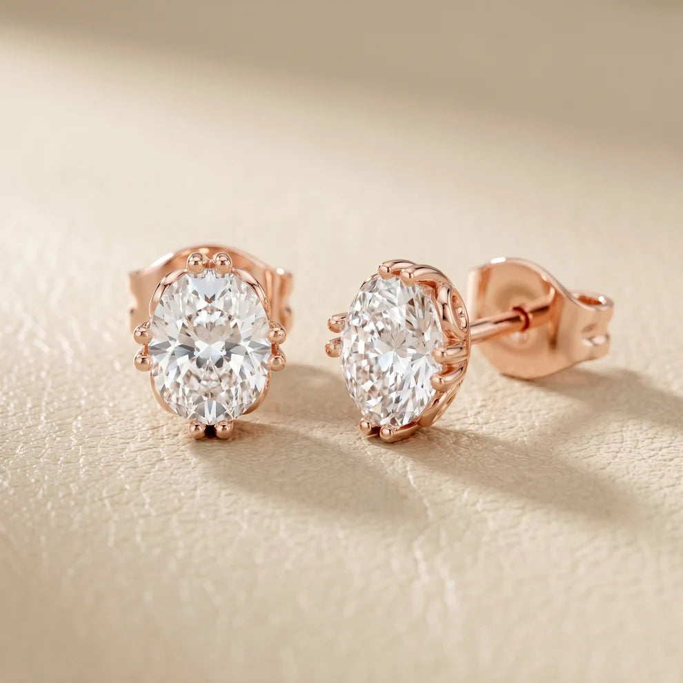 The Siena Oval Diamond Earrings
