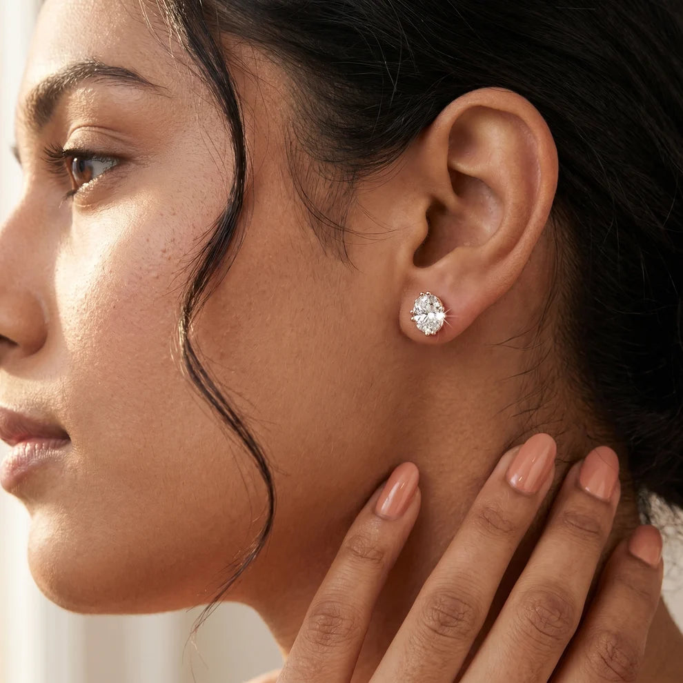 The Siena Oval Diamond Earrings