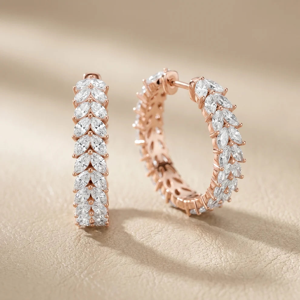 The Laurel Marquise Diamond Hoop Earrings
