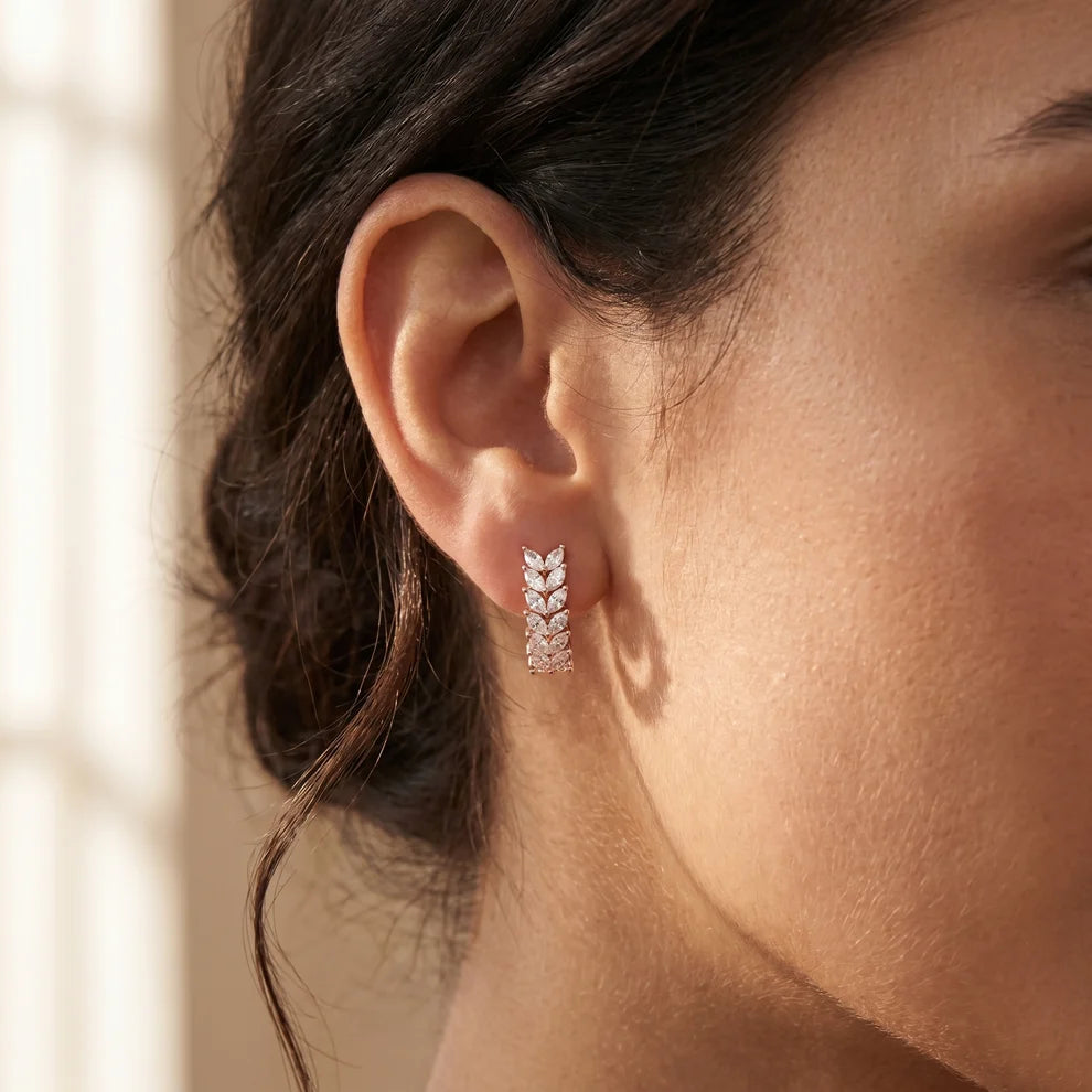 The Laurel Marquise Diamond Hoop Earrings