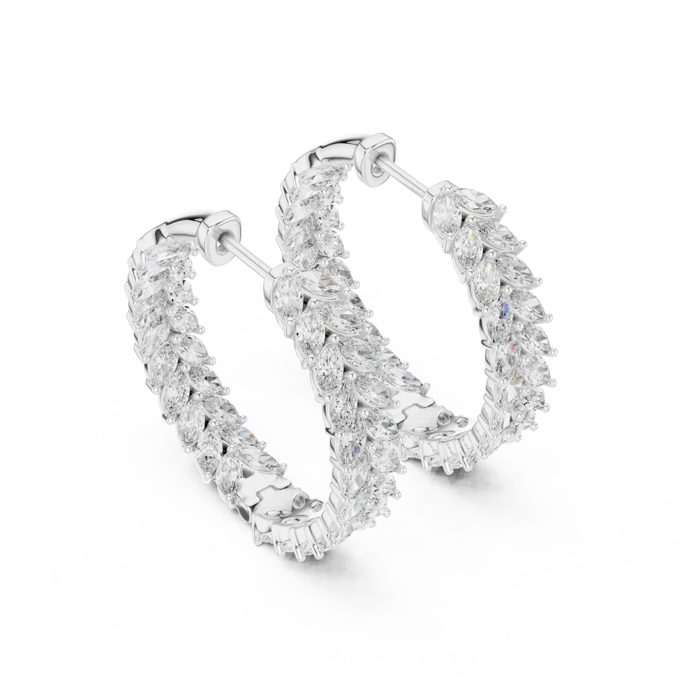 The Laurel Marquise Diamond Hoop Earrings