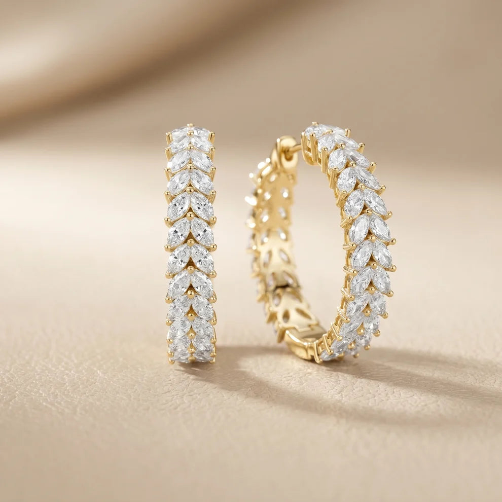 The Laurel Marquise Diamond Hoop Earrings