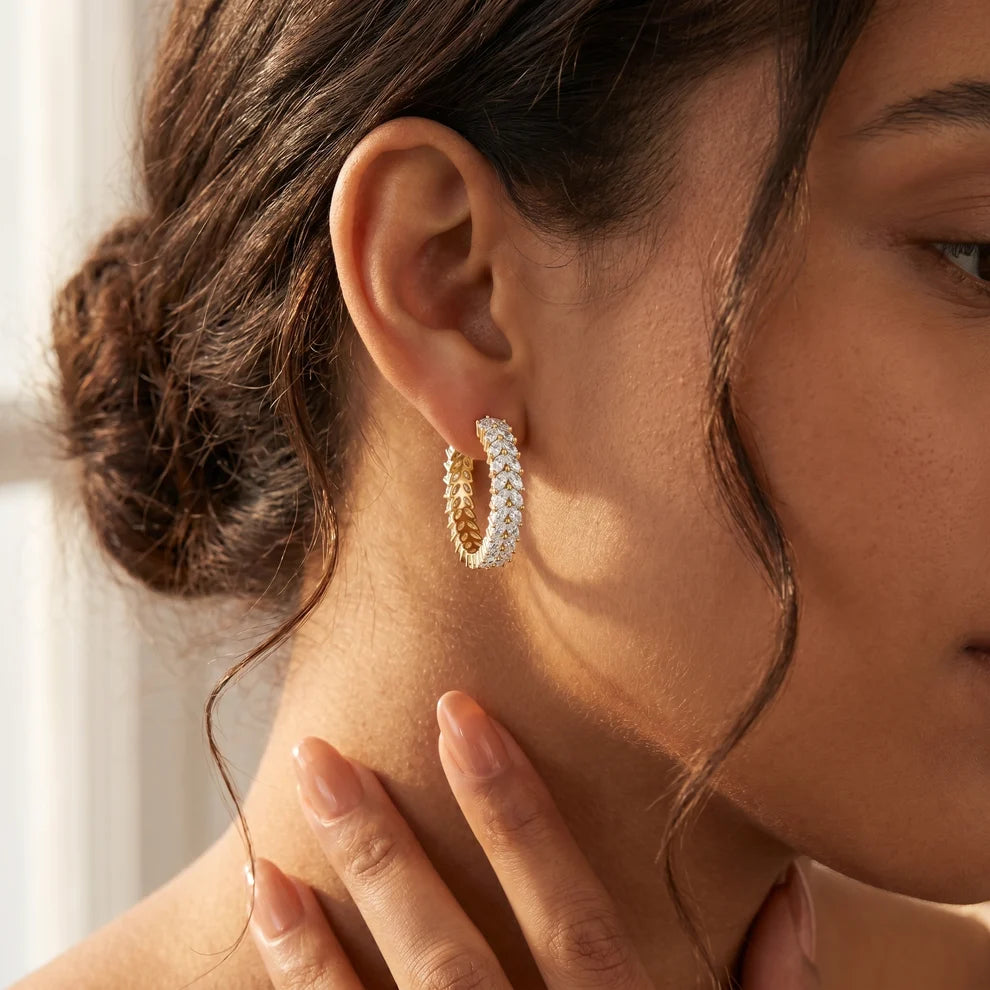 The Laurel Marquise Diamond Hoop Earrings