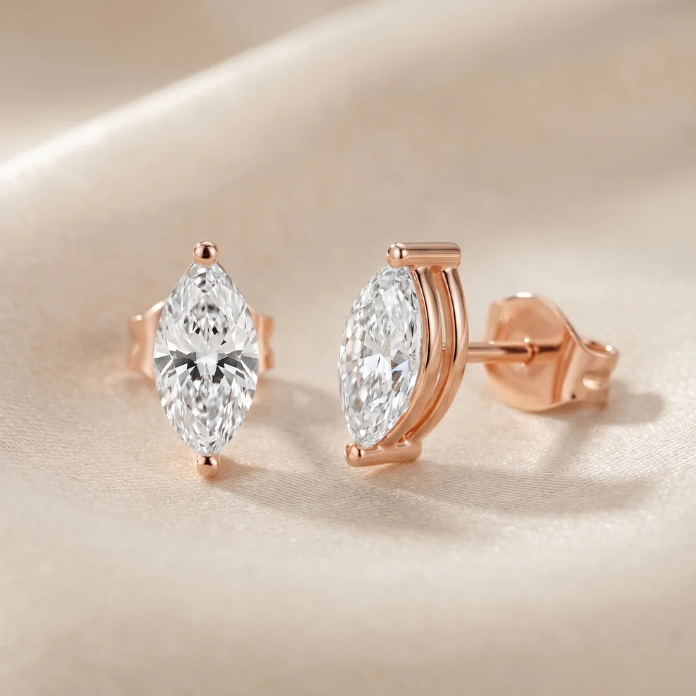 Iris Two-Prong Marquise Diamond Earrings
