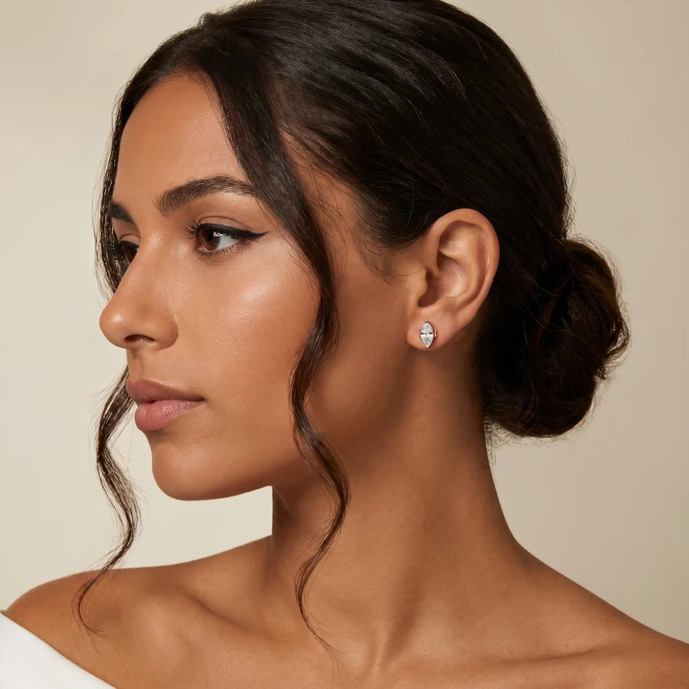 Iris Two-Prong Marquise Diamond Earrings