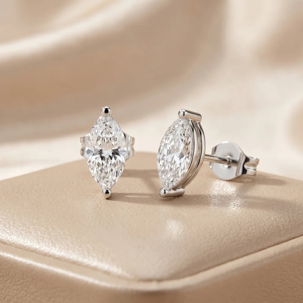 Iris Two-Prong Marquise Diamond Earrings