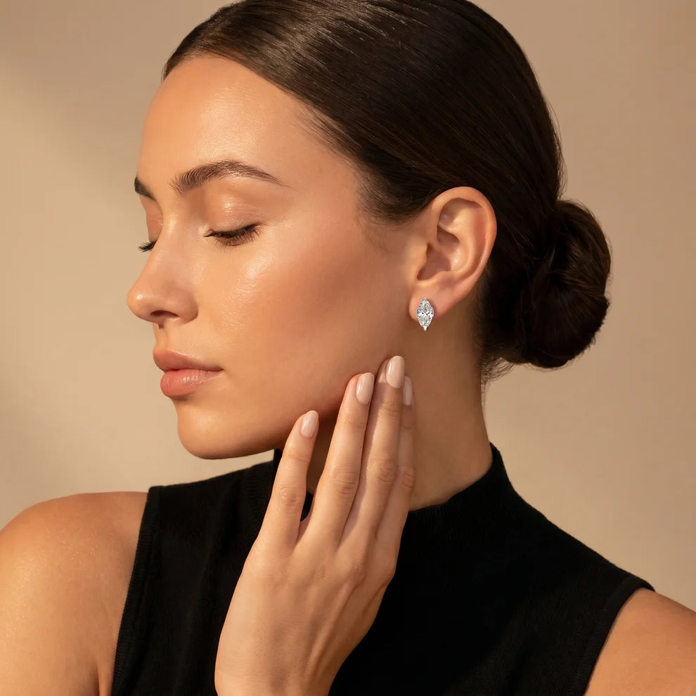 Iris Two-Prong Marquise Diamond Earrings