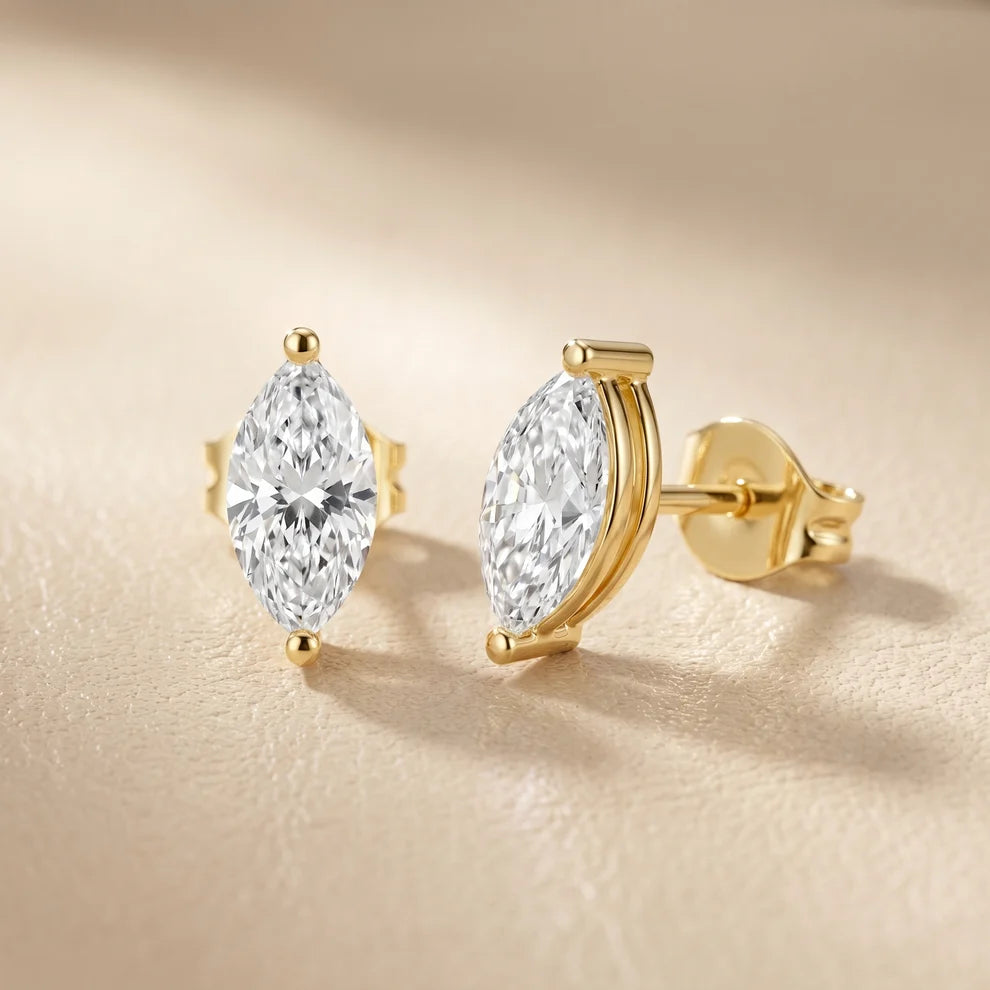 Iris Two-Prong Marquise Diamond Earrings