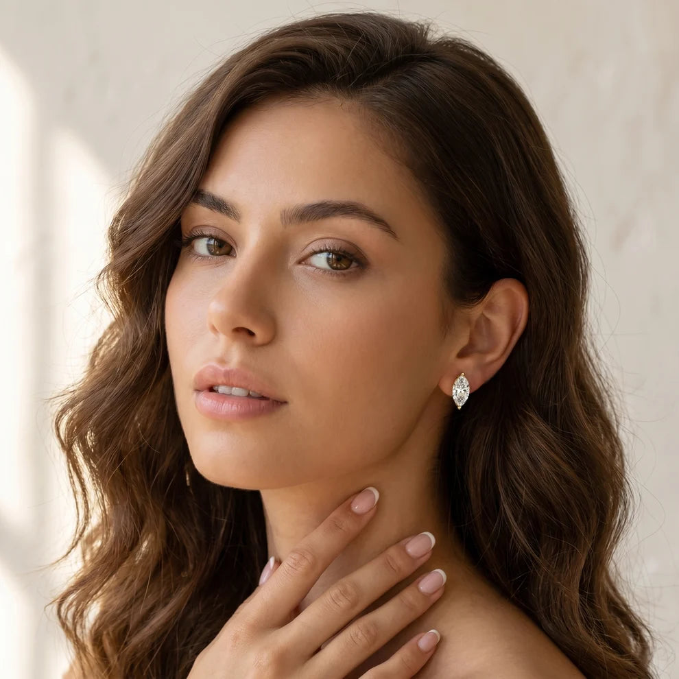 Iris Two-Prong Marquise Diamond Earrings