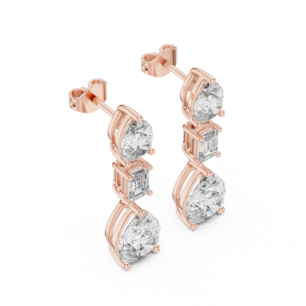 Celeste Emerald & Pear Diamond Drop Earrings