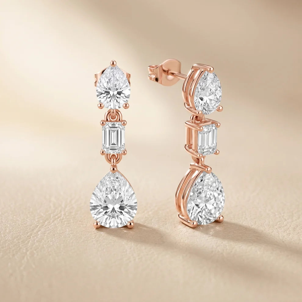 Celeste Emerald & Pear Diamond Drop Earrings
