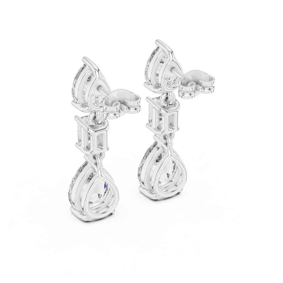 Celeste Emerald & Pear Diamond Drop Earrings