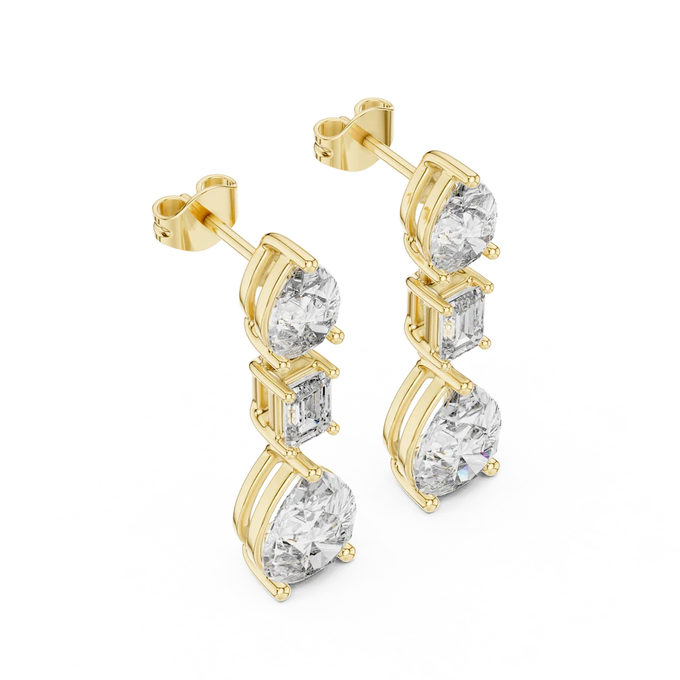 Celeste Emerald & Pear Diamond Drop Earrings
