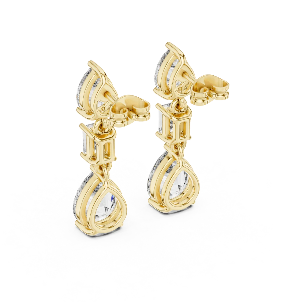 Celeste Emerald & Pear Diamond Drop Earrings