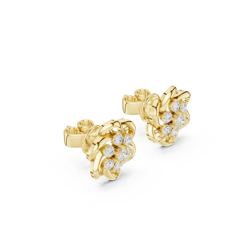 Woven Bloom Round Diamond Earrings