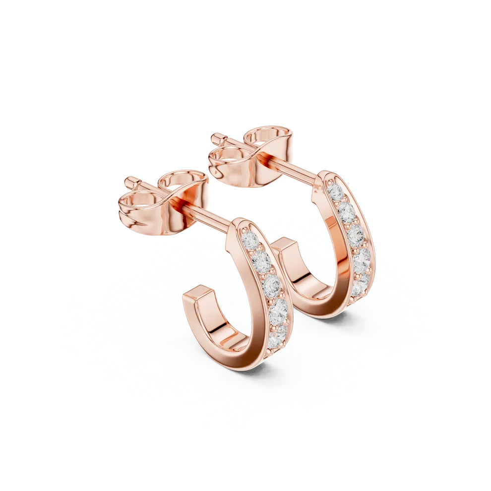 Lia Pave Round Diamond Huggie Earrings
