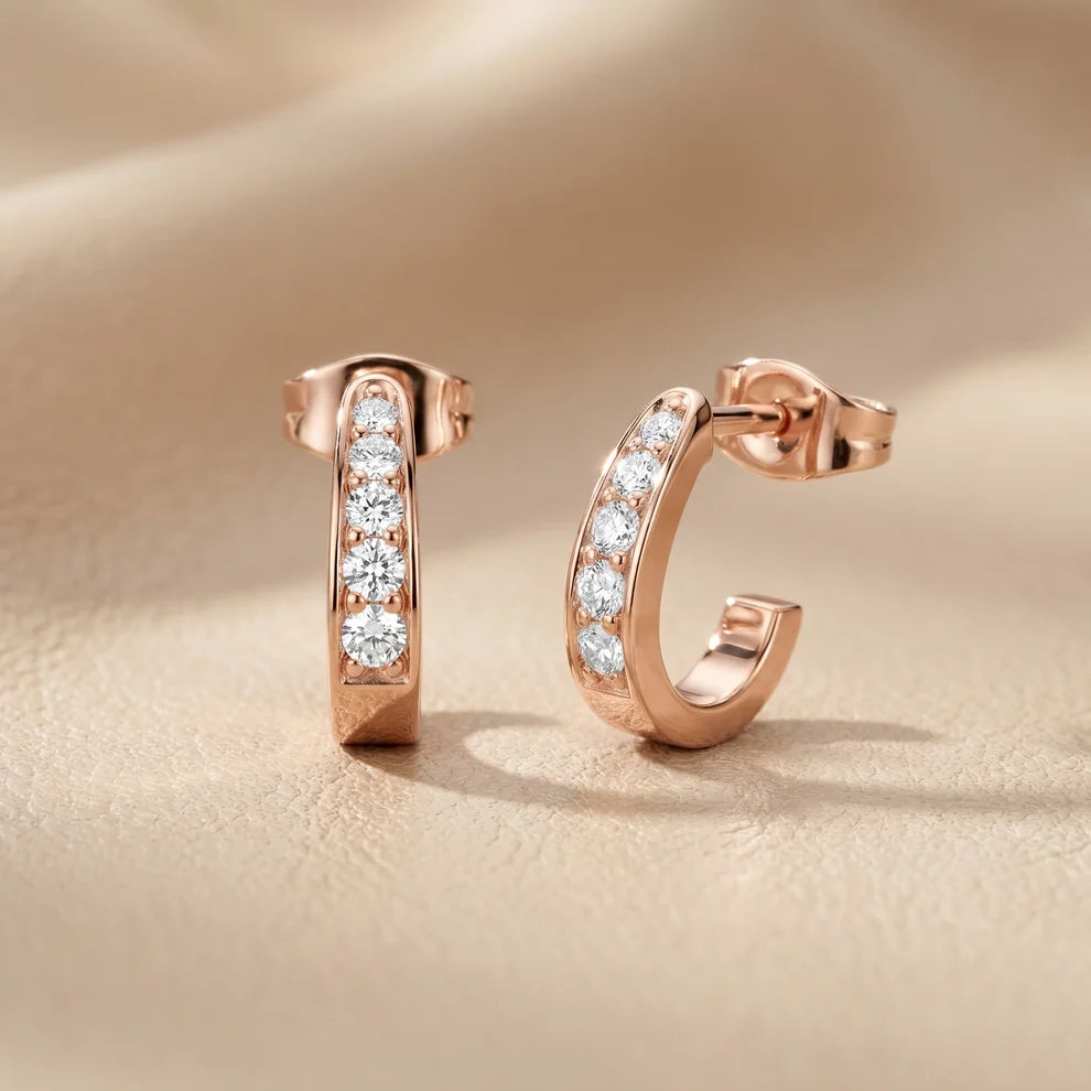 Lia Pave Round Diamond Huggie Earrings