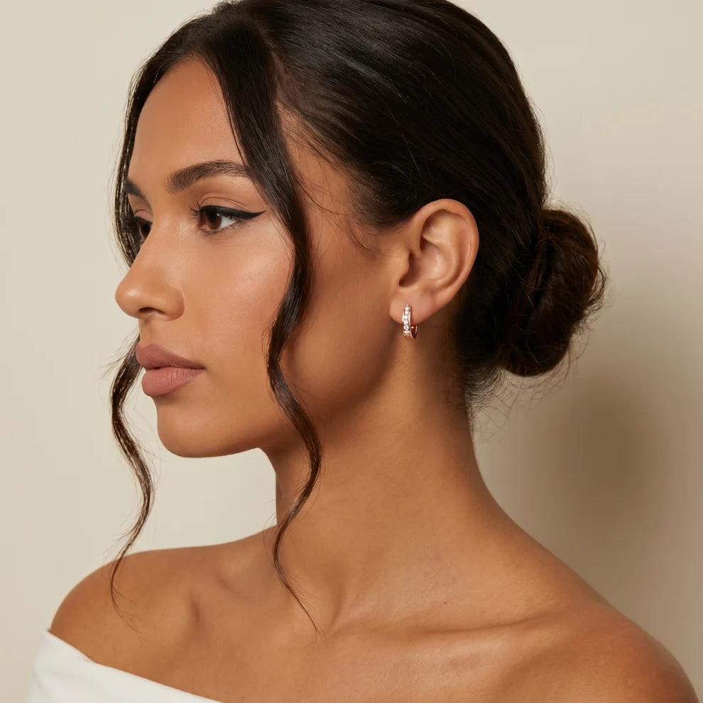 Lia Pave Round Diamond Huggie Earrings
