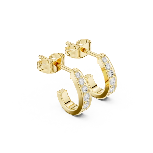 Lia Pave Round Diamond Huggie Earrings