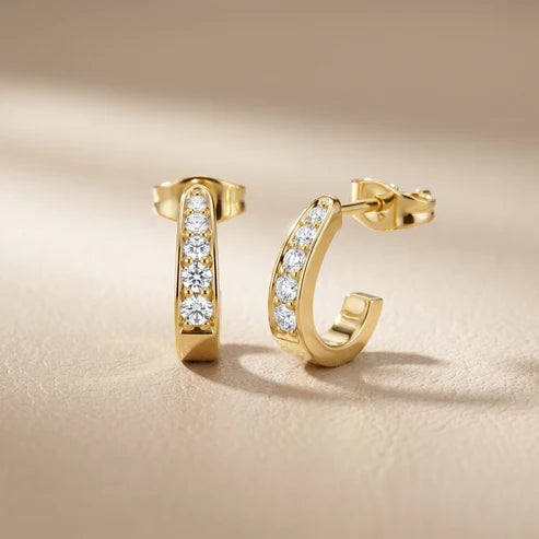 Lia Pave Round Diamond Huggie Earrings