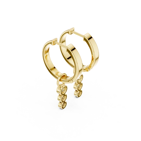 Wave Bezel Round Diamond Drop Earrings