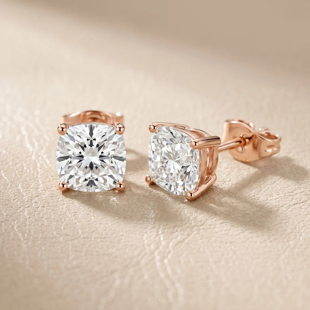 Juno Four-Prong Cushion Diamond Earrings