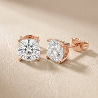Juno Four-Prong Cushion Diamond Earrings
